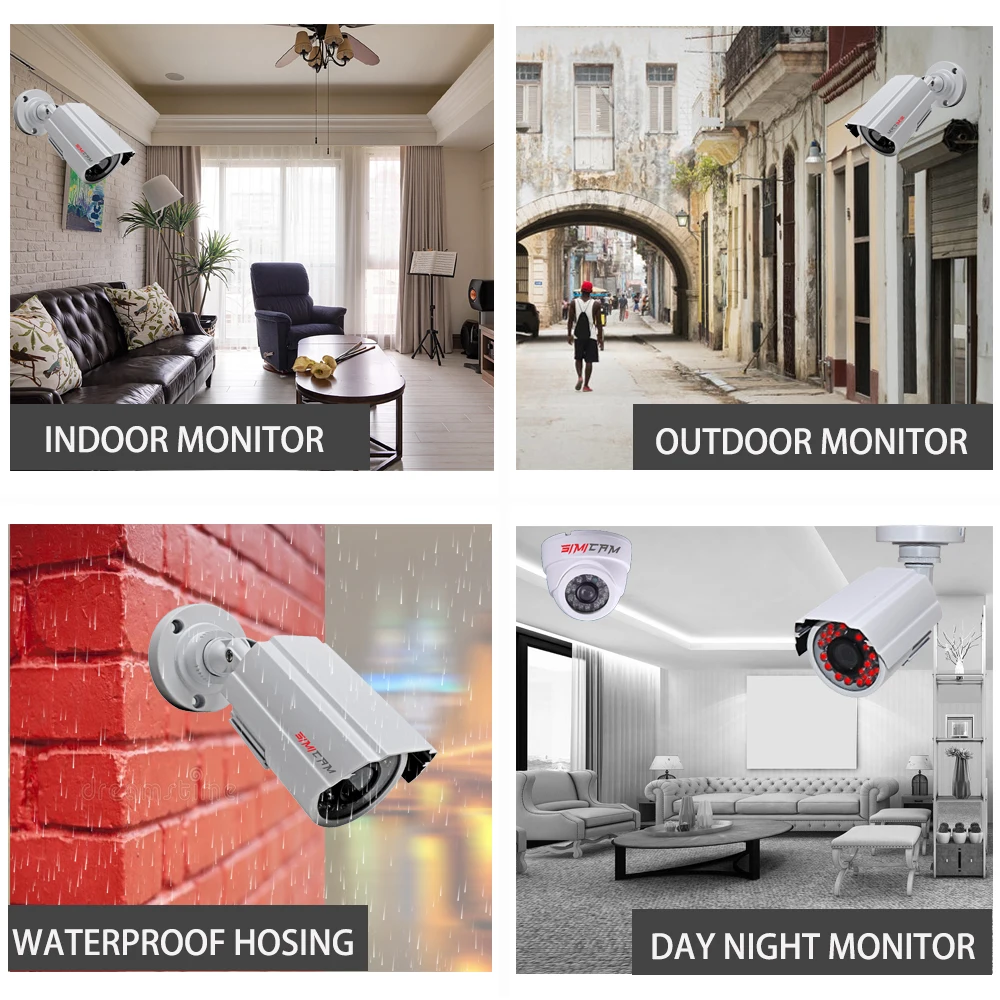 Дешево Система видеонаблюдения 1080P, 4 канала, DVR, 2 камеры, 2 Мп, 4 канала, 5 в 1