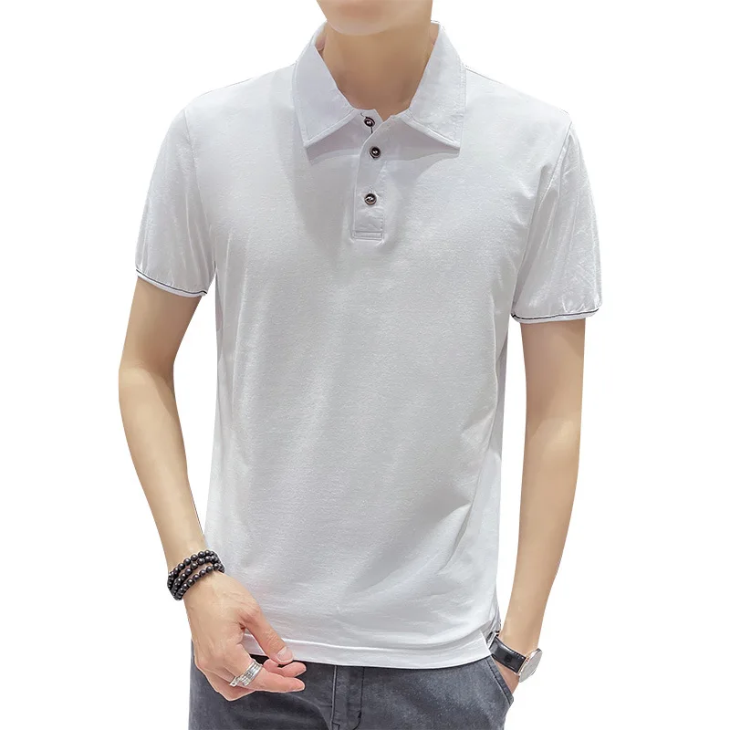 

LOVZON 2021 Summer Han Edition Pure Color Contracted Fit Men's Shirt Young Fashion Leisure Male Lapel POLO Unlined Upper Garment