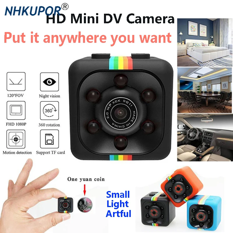 

Portable Mini Camera HD 1080P Night Vision Camcorder Motion Detection Car DVR Micro Camera Sport DV Video Ultra Small Cam SQ11