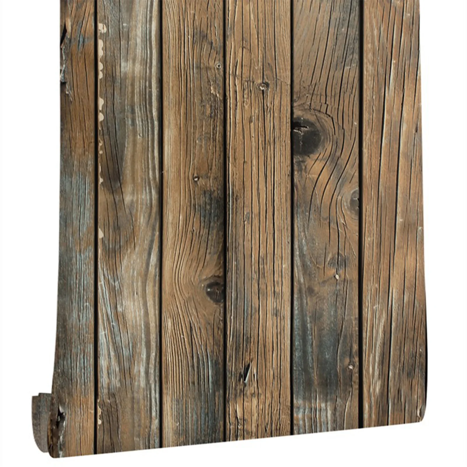 

Rustic Wood Wallpaper Self Adhesive 3D Simulation Wood Grain Removable Waterproof Wallpaper Decorative Wall Sticker Home Decor