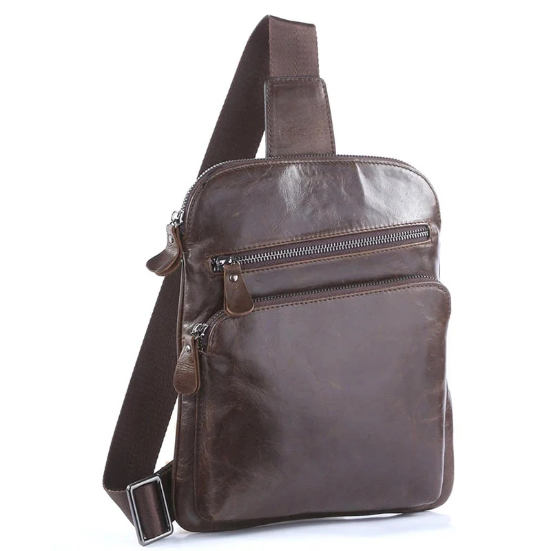 

Luufan 100% Genuine Leather Men Chest Bags Bag packs Popular Satchels Shoulder Sling Bag 7195C 2021 New Design Fashion Style