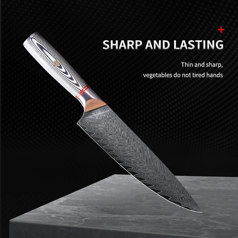 

Cutelo профессиональный 8 "нож шеф-повара из дамасской стали японский VG10 Core Blade бритва острые кухонные ножи G10 Ручка слайсер для мяса