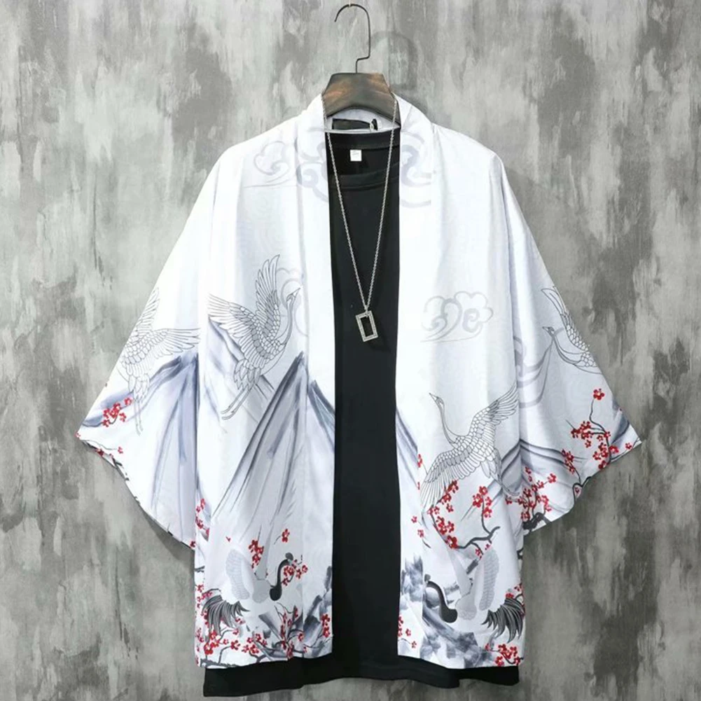 

Kimono Cardigan Men'S Ladies White 2XL Japanese Jacket Casual Wear Samurai Clothing Pajamas Robe Kimono Retro Print Couple Shirt