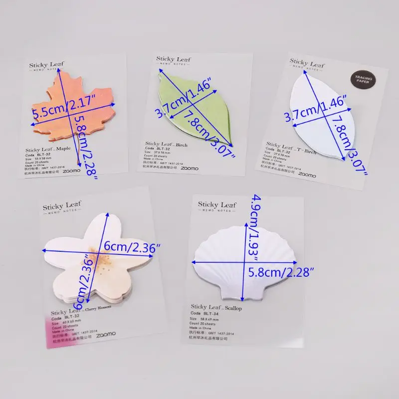 

5pcs Plant Leaf Flower Maple Leaves Memo Pad Sticky Notes Bookmark Marker Notepad Kawaii Stickers Message Note