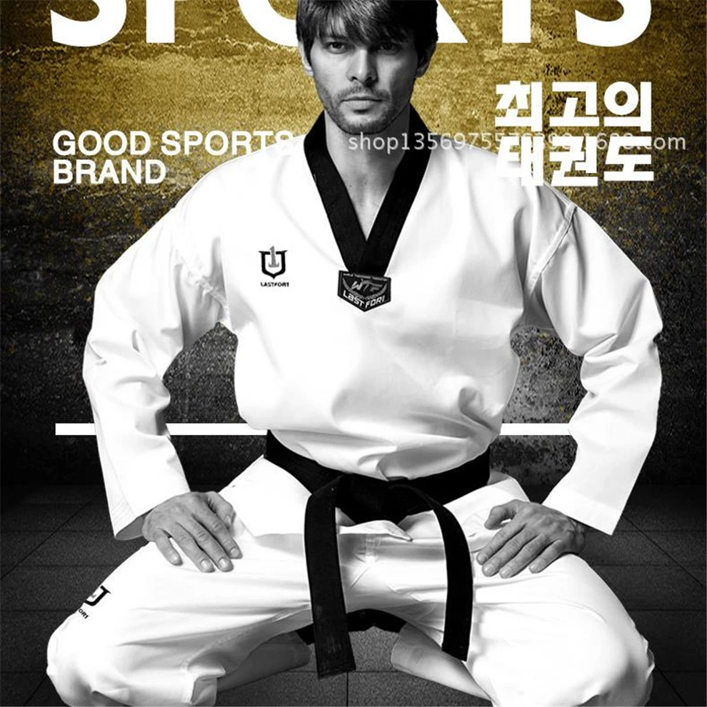 Uniforme de Taekwondo blanco para hombres y mujeres, ropa de entrenamiento para Karate, Judo, Dobok, niños y adultos, traje de manga corta con cinturón, 2021