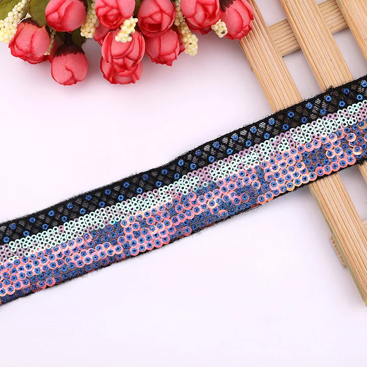3.8cm multi color Sequin embroidery lace high-quality clothing accessories Intercolor mesh yarn sequin | Дом и сад