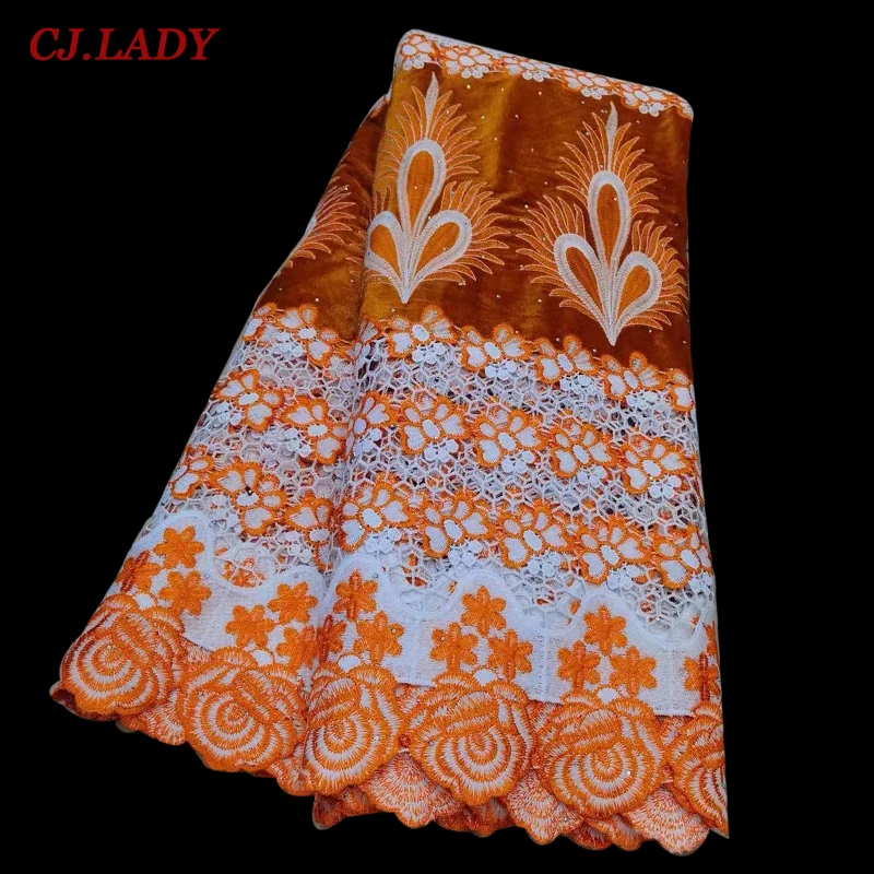 

high quality guipure swiss net lace velvet fabric for dress latest 2021 african cord lace embroidery net fabric 5 Yard for Dress