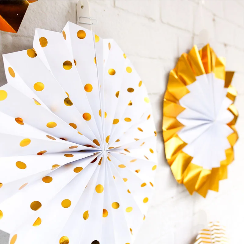 8 шт./компл. Роза цвета: золотистый серебристый Бумага вентиляторы комплект