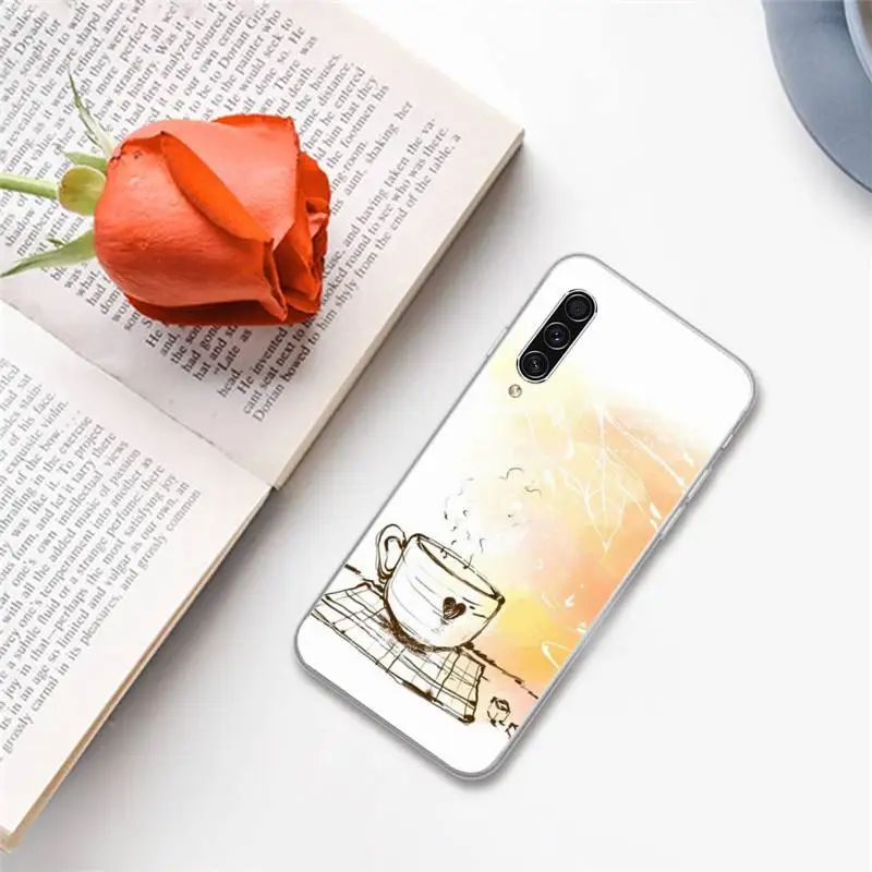 

Afternoon tea Casual Coffee drink letter Phone Case For Samsung A S M Note 9 10 20 fe 21 71 30 ultra plus 5g 11 31 51 s