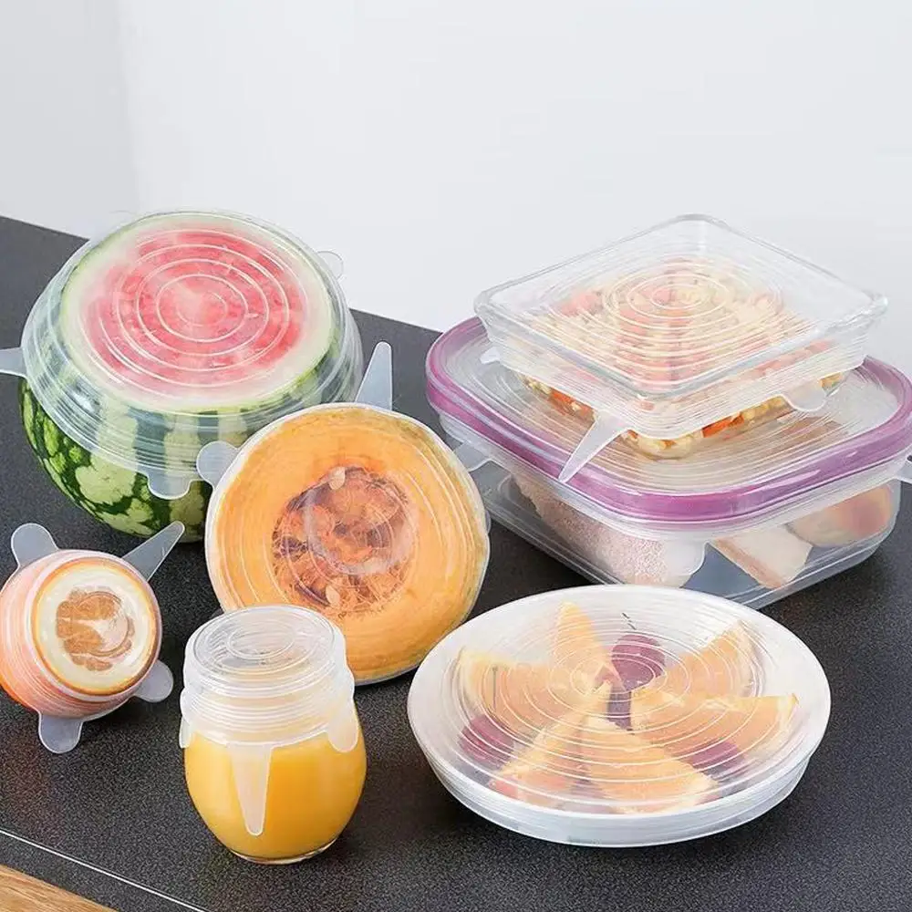 Набор силиконовых эластичных крышек для чашек набор из 6 предметов сохраняющие