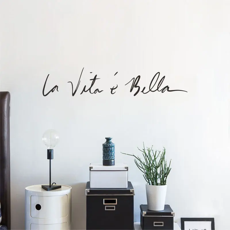 

Life Is So Beautiful Ins Italian Byword Wall Stickers Livingroom Studio Cosmetic Mirror Decal Removable Home Wall Decor