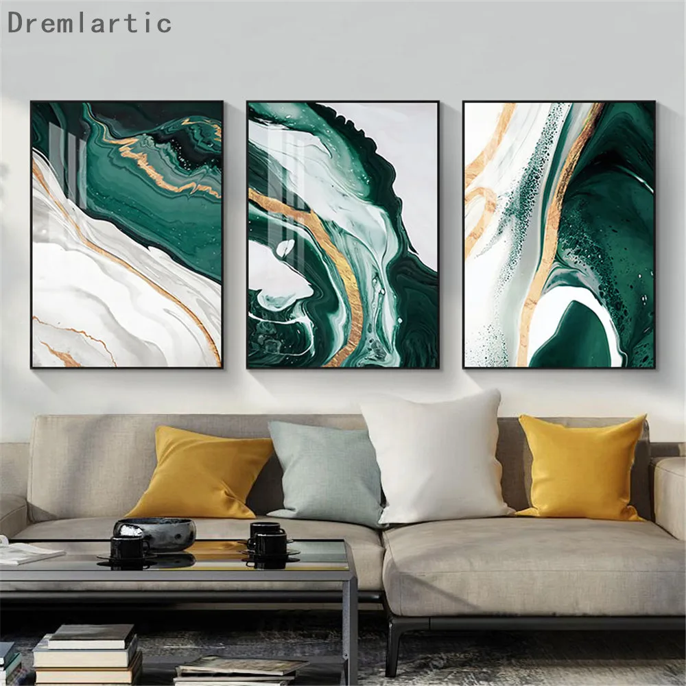 Современный скандинавский абстрактный художественный постер с зеленой линией