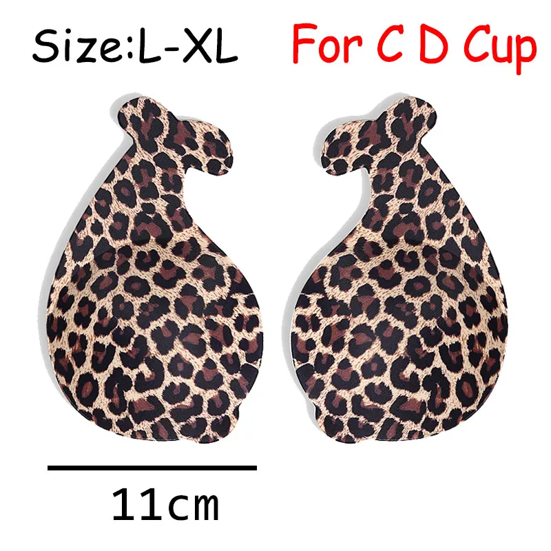 Leopard Print L-XL Лепестки груди Лента Нижнее белье, сексуальное белье аксессуары Для женщин силиконовый всасывания с эффектом пуш-ап невидимая накладка на сосок, прилипающий бюстгальтер для купания - Цвет: Leopard Print L-XL