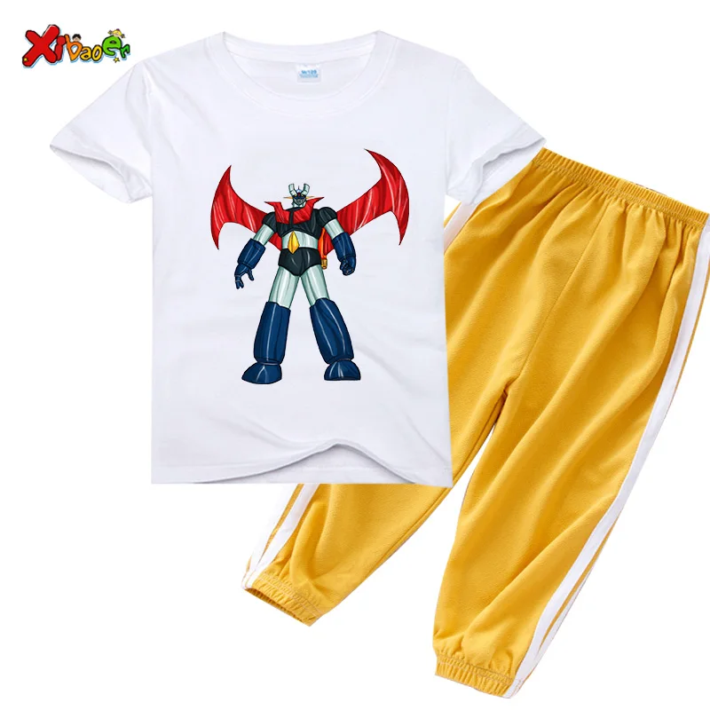 Boys Clothing Set Summer Kids Girls Sets Cartoon Printing Short Sleeve T-shirt Tops+Anti Mosquito Pants 2 PCS Outfit Baby Sets