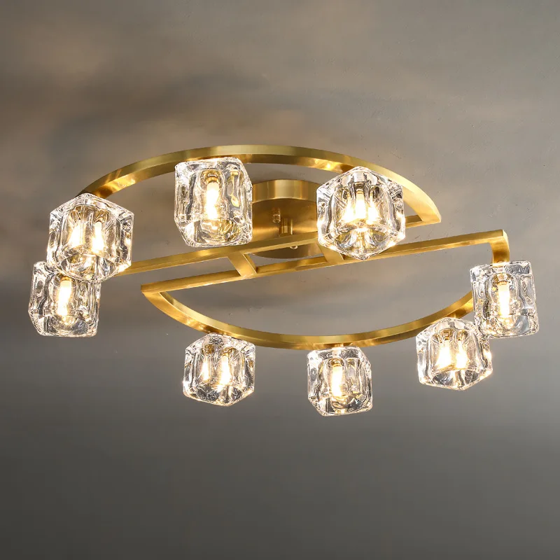 

Креативный полностью медный светодиодный светильник, роскошный потолочный светильник, лампа для гостиной, спальни, столовой, хрустальный с...