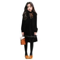 baby girls dress kids clothes 4 to 14 year children autumn and winter outfit silver fox lace toddler ruffles soft bow dresses