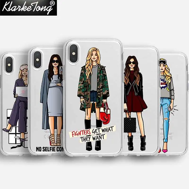 Fashion Work Hard Girl Boss Phone Case For iPhone 11 XS MAX XR 8 7 6s Plus 5s Transparent Soft Silicone Woman Cover | Мобильные