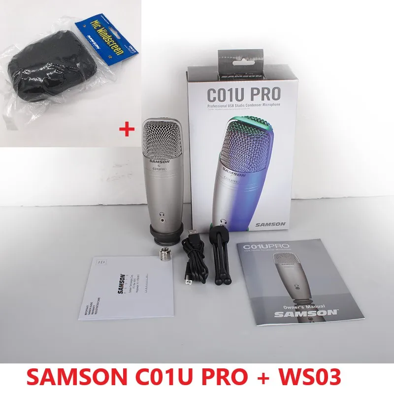 with wind sponge SAMSON C01U Pro(наушники Samson SR850) USB конденсаторный микрофон для студийной записи музыки, звука Фоли, видео - Цвет: with wind sponge