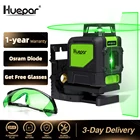 Лазерный уровень Huepar, нивелир с зеленым лучом, ручной самовыравнивающийся импульсный режим на 360 , с оправой и комплектом очков