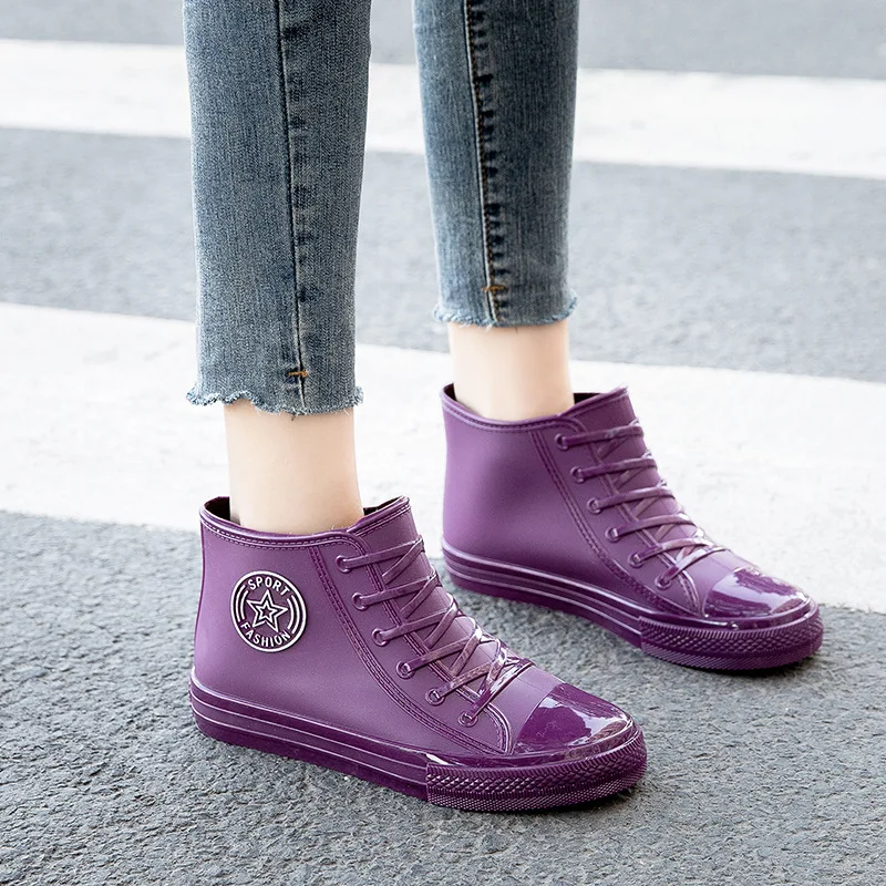 

Ladies Non-slip Tube Wellington Boots Work Shoes Waterproof and Rainproof Tube Non-slip Trend Fashion Korean Rain Boots