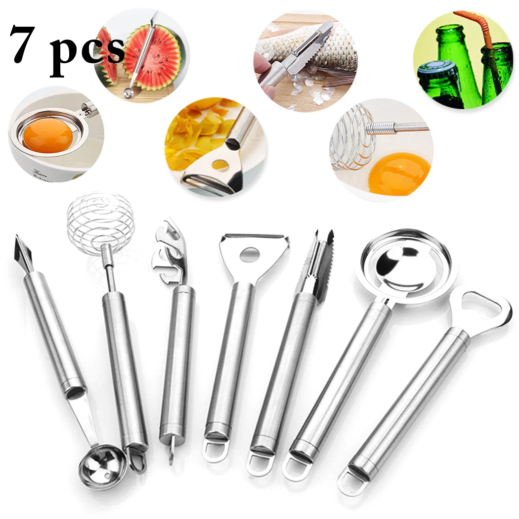 

7pcs Cooking Tools Set Premium Stainless Steel Kitchen Cooking Utensils Set Turner Tongs Spatula Spoon Turner Kitchen Tools