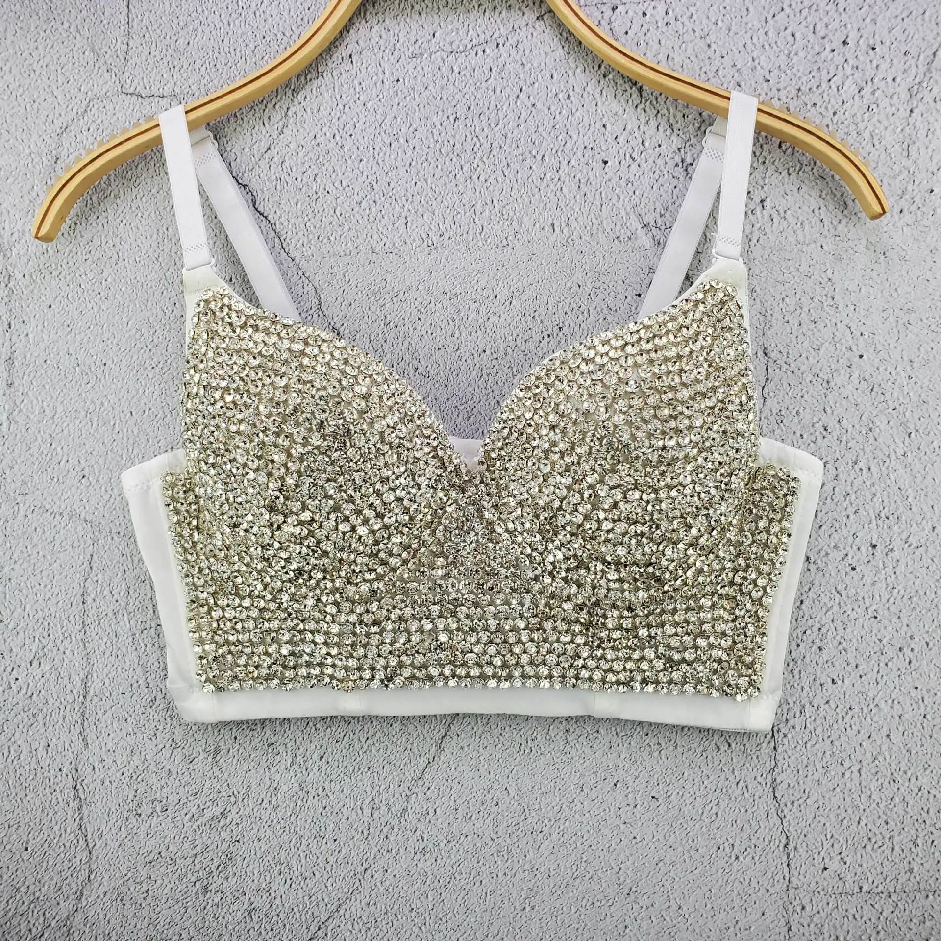 

New Arrival Women Sexy Designer Diamond Crystal Diamonds Shining Fancy Tops Ladies Trendy Night Club Camisole Tops