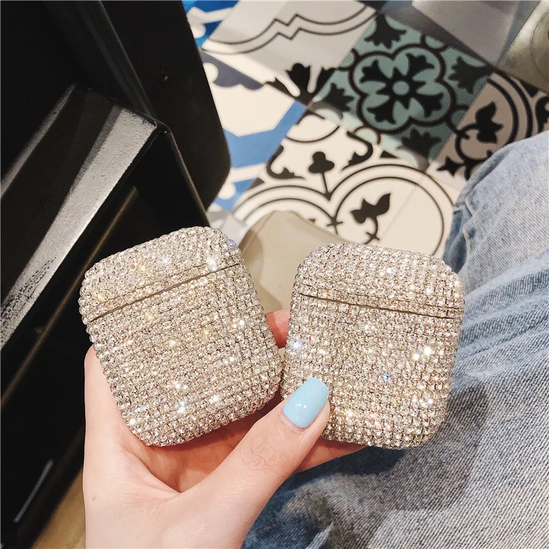 Роскошный Жесткий чехол 3D Bling Diamond для Apple Airpods 1 2 защитный беспроводной Bluetooth