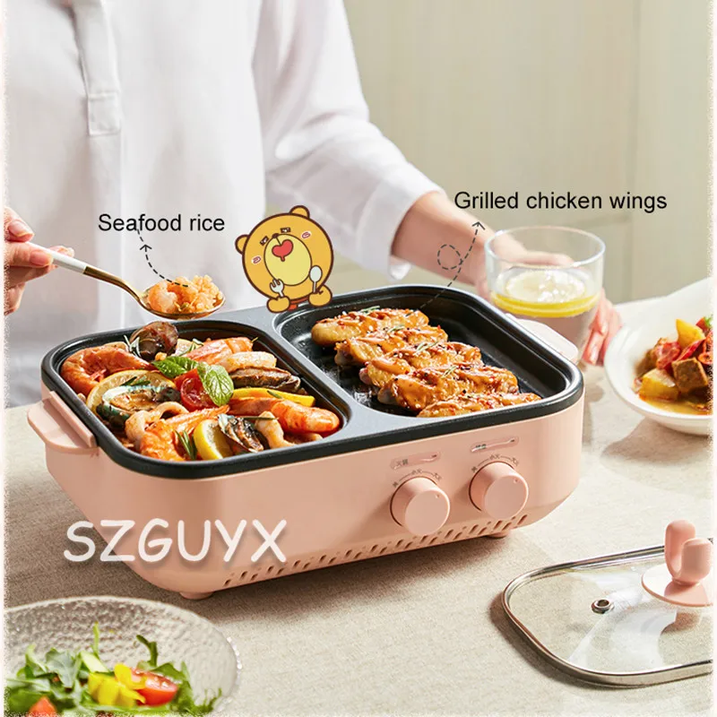 high power portable multi function pot multi function barbecue pot household small hot pot multi function barbecue pot free global shipping