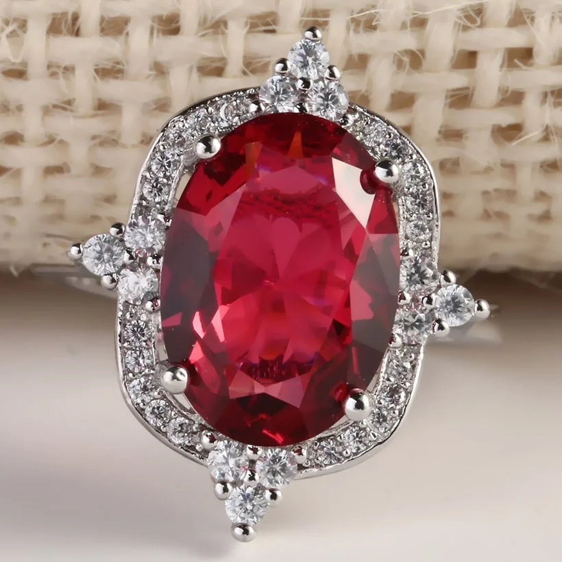 Женское Винтажное кольцо с красным цирконием модные ювелирные украшения