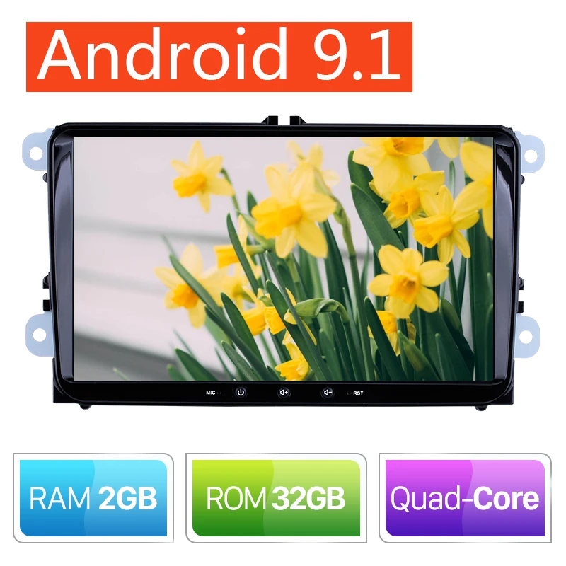 Автомагнитола 9 дюймов Android 1 2 + 16/32 ГБ для VW/Volkswagen/Golf/Polo/Tiguan/Passat/b7/b6/leon/Skoda/Octavia GPS