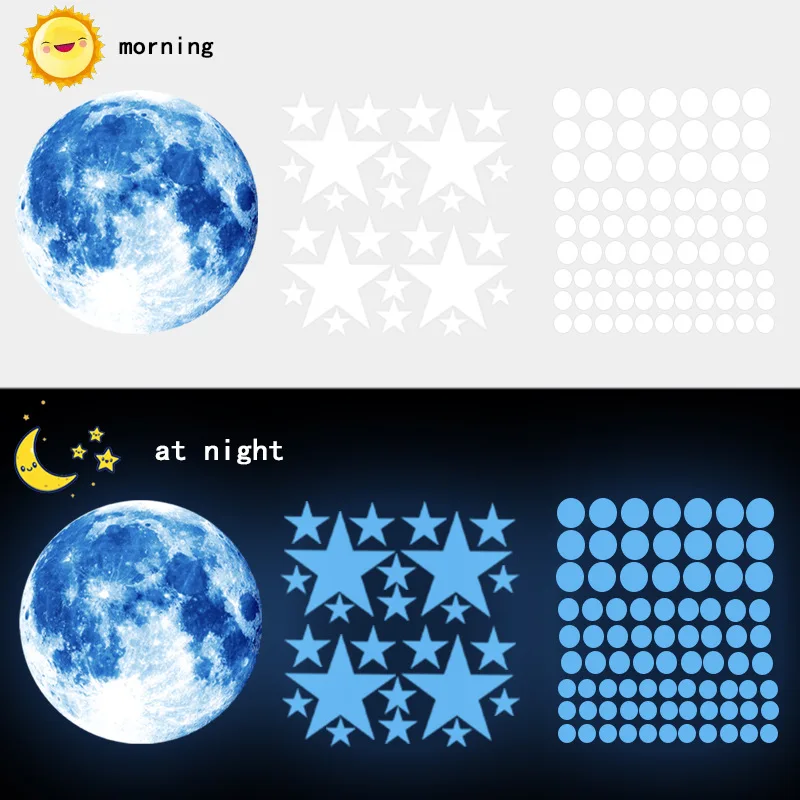 

Светящиеся обои Луна планета настенные наклейки для детской спальни гостиной Светящиеся в темноте