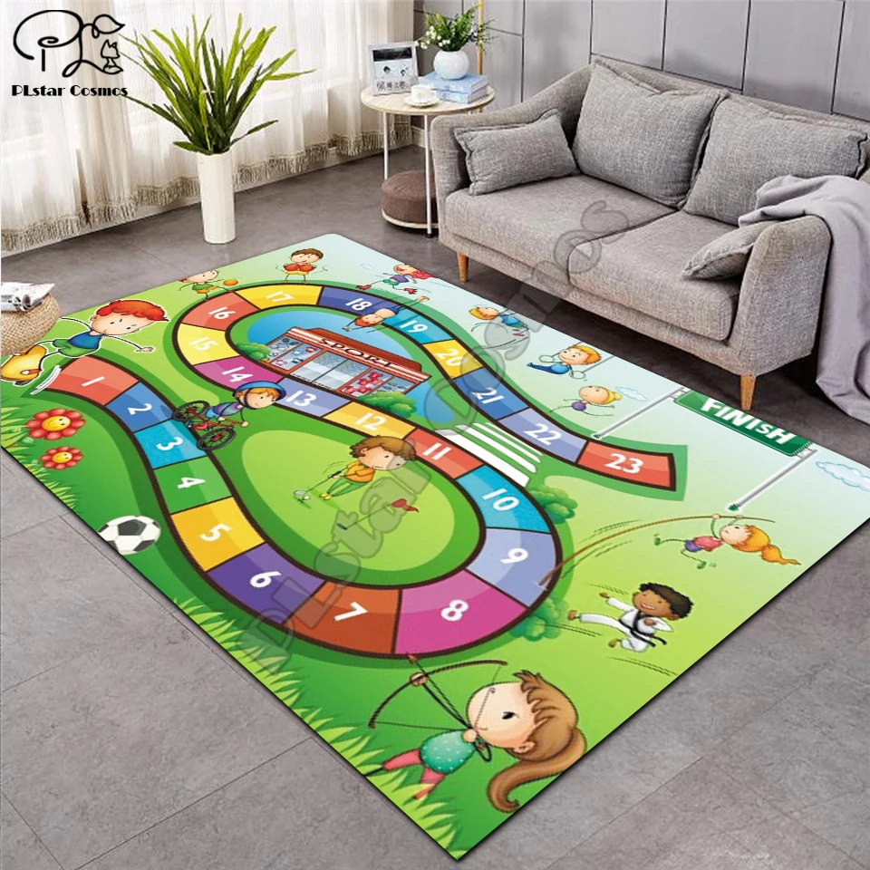 Fantasy fairy Cartoon Kids Play Mat Board Game Large Carpet for Living Room Planet Rugs Maze princess castle style-3 | Дом и сад