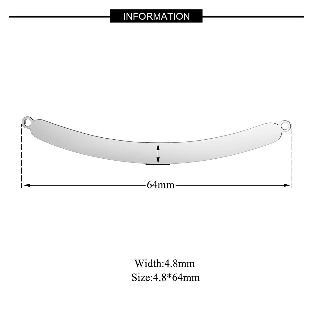 Stainless Steel Mirror High-Grade Polished Long Pendant DIY Glossy Lettering Moon Shape Curved Bar 2019 Women Jelwery | Украшения и