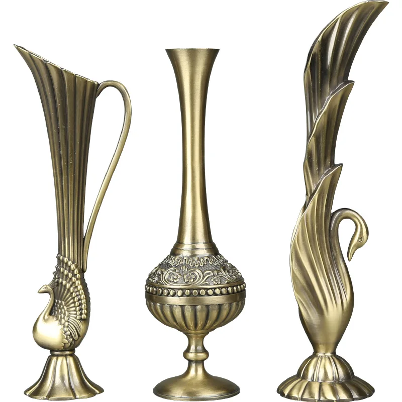 

Europe Alloy vase Electroplated Gold Vases Decorative Handicraft Crafts creative Home Decoration accessories Furnishing Articles
