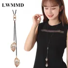 Длинное ожерелье со снежинкой LWMMD из циркона, модная цепочка для свитера, Регулируемая металлическая подвеска Стразы в виде цветка