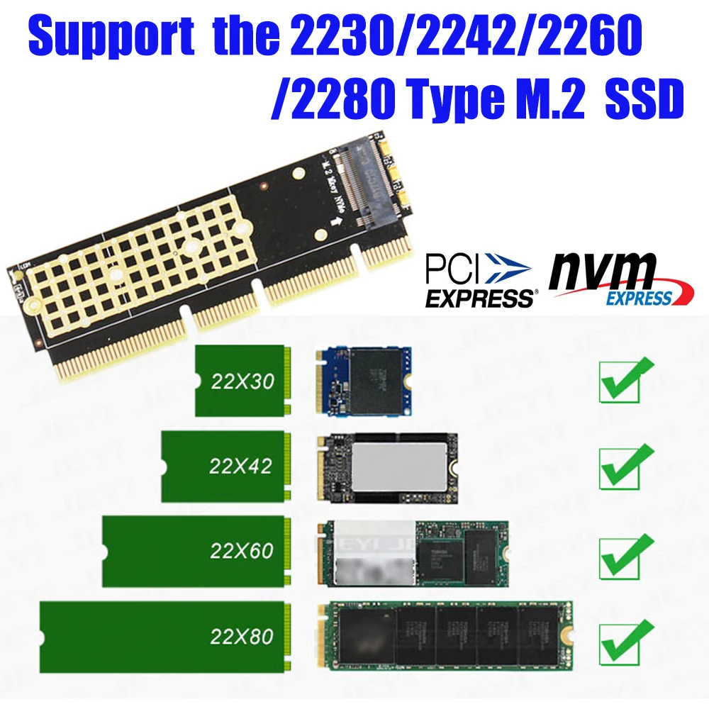 

Переходник M.2 NGFF NVMe SSD на PCIE 3,0 X16/X8/X4 для сервера 1U/2U и низкопрофильного ПК