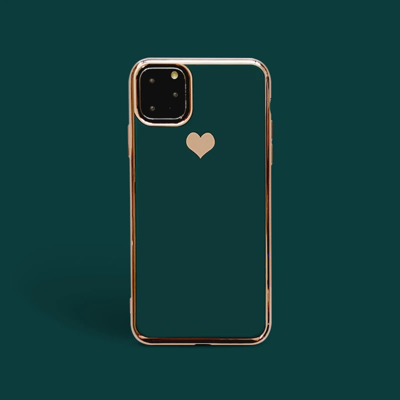

ONEPLANT Electroplated Love Heart Phone Case For iPhone 11 Pro Max XR XS X XS Max Silica Gel Phone Cover For 7 8 6 6S Plus