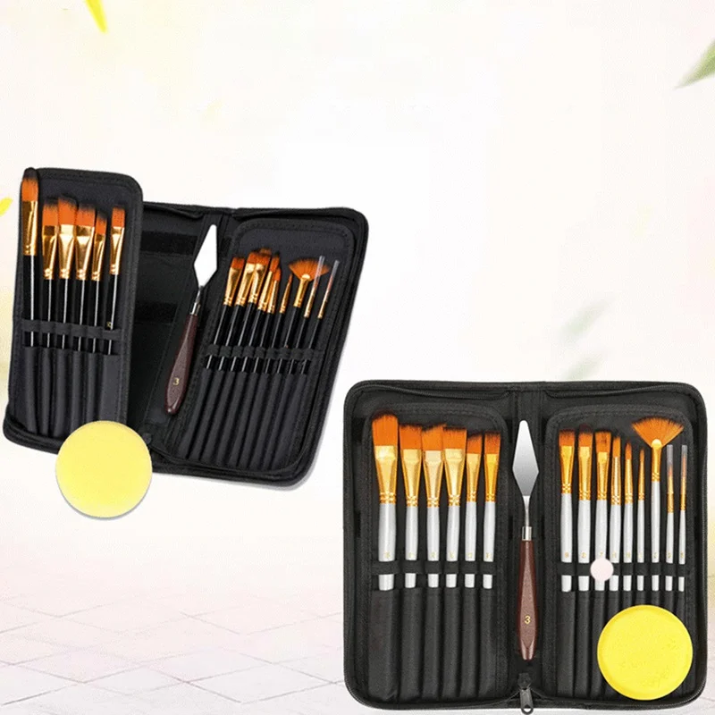 

15Pcs/Set Professional Painting Set Acrylic Oil Watercolors Artist Paint Brushes Nylon Wool Paint Brush