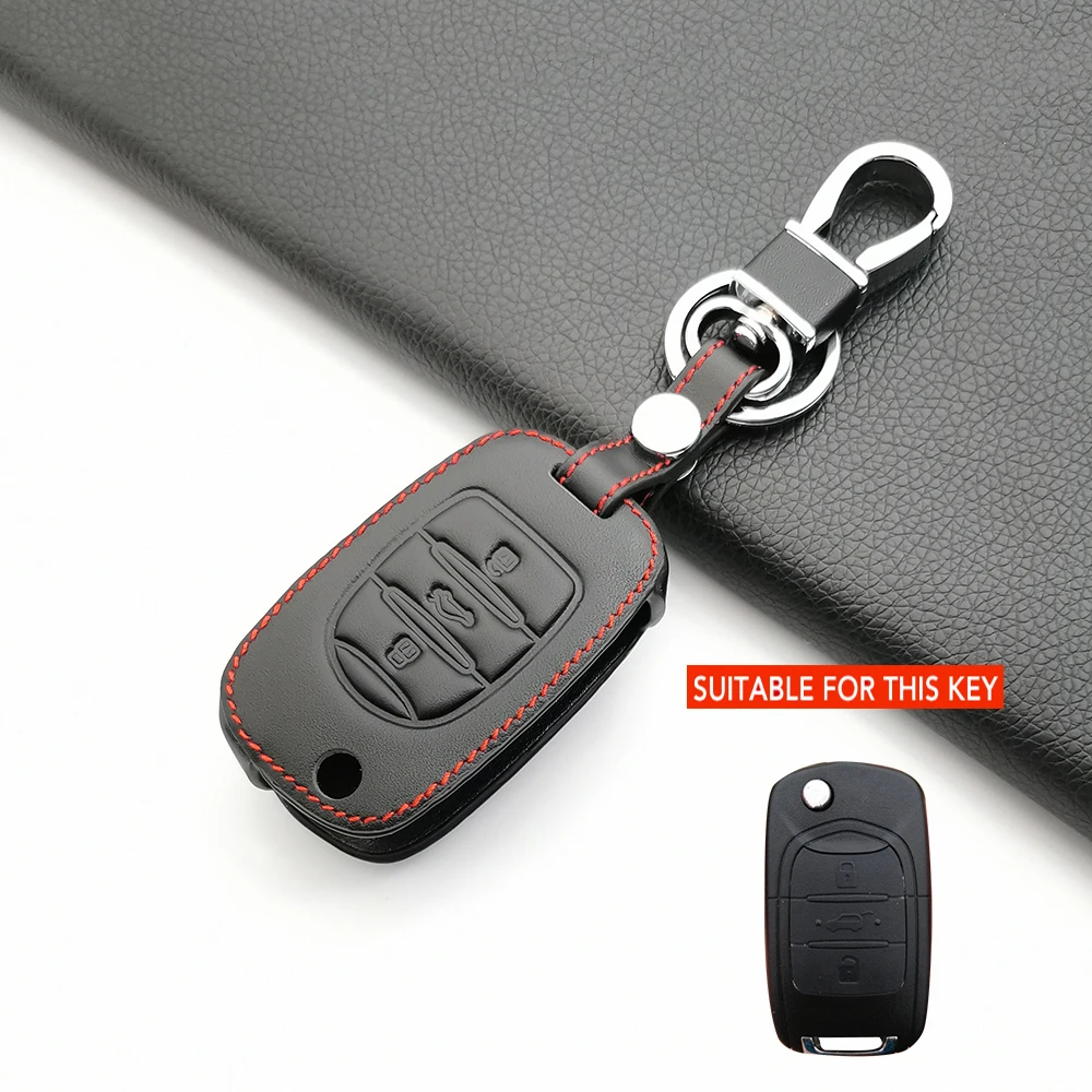 

Gigh Quality Leather 3 Button Key Case Cover For Wuling Hongguang Baojun 630 730 560 310 Flip Remote Shell Car Accessories