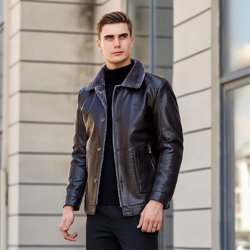 Новая куртка из овчины горячая Распродажа Зимняя Толстая кожаная одежда