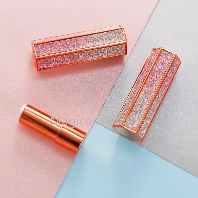 

10/30/50pcs Hexagon Rose Gold Gradient Press Type Round 12.1mm Empty Lipstick Tube Lip Balm Container Lipstick Shell Packaging