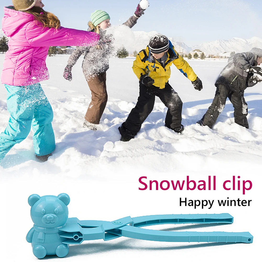 Cartoon 3D Big Bear Shape Snowball Maker Clip Mold Toys Children Winter Outdoor Sand Mould Snowball Fight Beach Play Toy