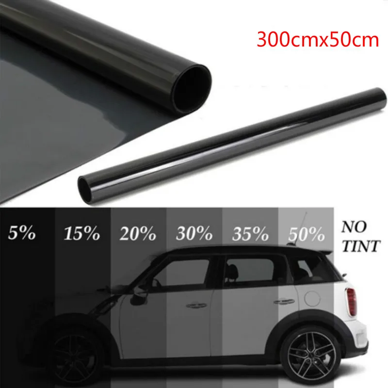 300x50cm Black Car Window Foils Tint Tinting Film Roll Glass Summer Solar UV Protector Sticker Films Strengthen Package | Автомобили и