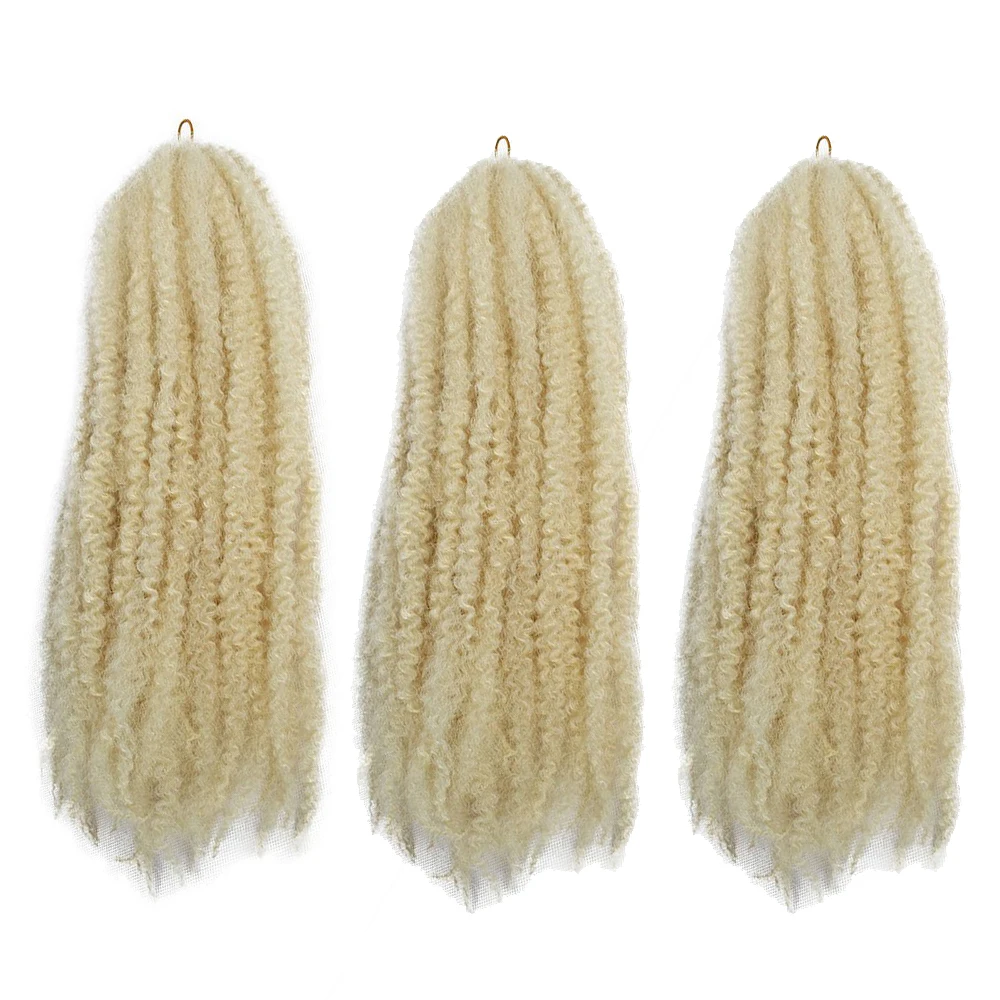 

Blonde 18inch 30 roots Afro Marley Braid Kinky Twist Hair Crochet Braids Marley Hair Synthetic Braiding Hair Extension 100g/pack