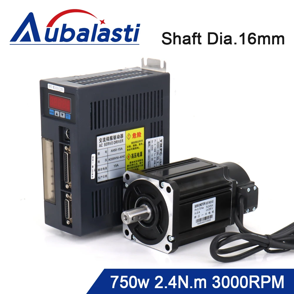 

Aubalasti 750W AC Servo Motor 2.4N.m 3000RPM 90ST-M02430 AC Motor Matched Servo Motor Driver AASD15A Complete Motor kits