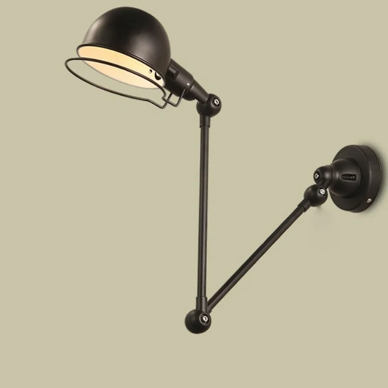 RH loft e14 wall lamp mechanical arm france Jielde reminisced retractable double vintage folding rod- With Switch | Лампы и освещение