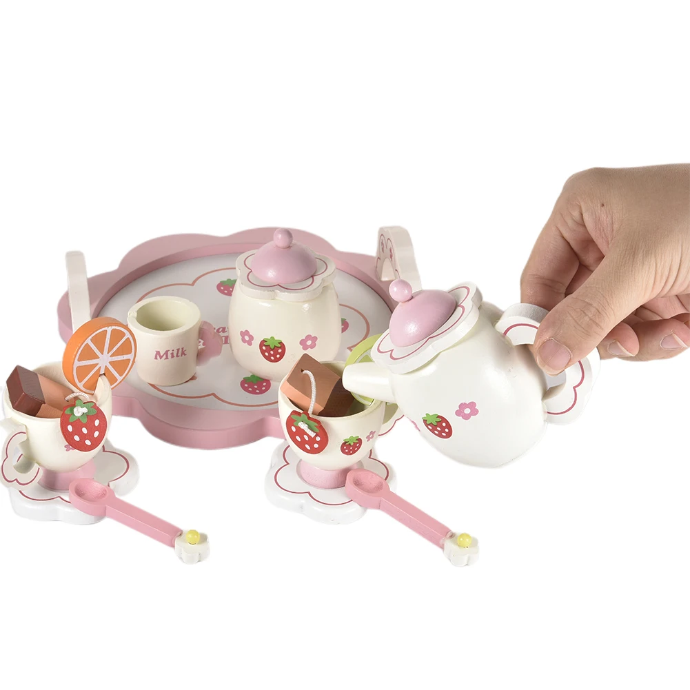 

Simulation Tea Teapot Tea Tray Wooden Play House Toys Pretend Toys Gift For Children Kids Girls Kitchen Restaurant Tea Toys