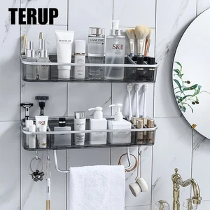 terup wall mounted bathroom storage rack toilet household items shampoo shelf bath organizer corner shelves bathroom accessories free global shipping