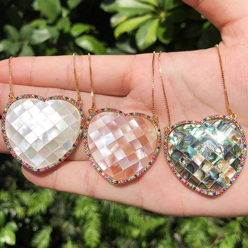 2019 Горячая 3 цвета сердце подвеска из морской раковины ожерелье многоцветный AAA