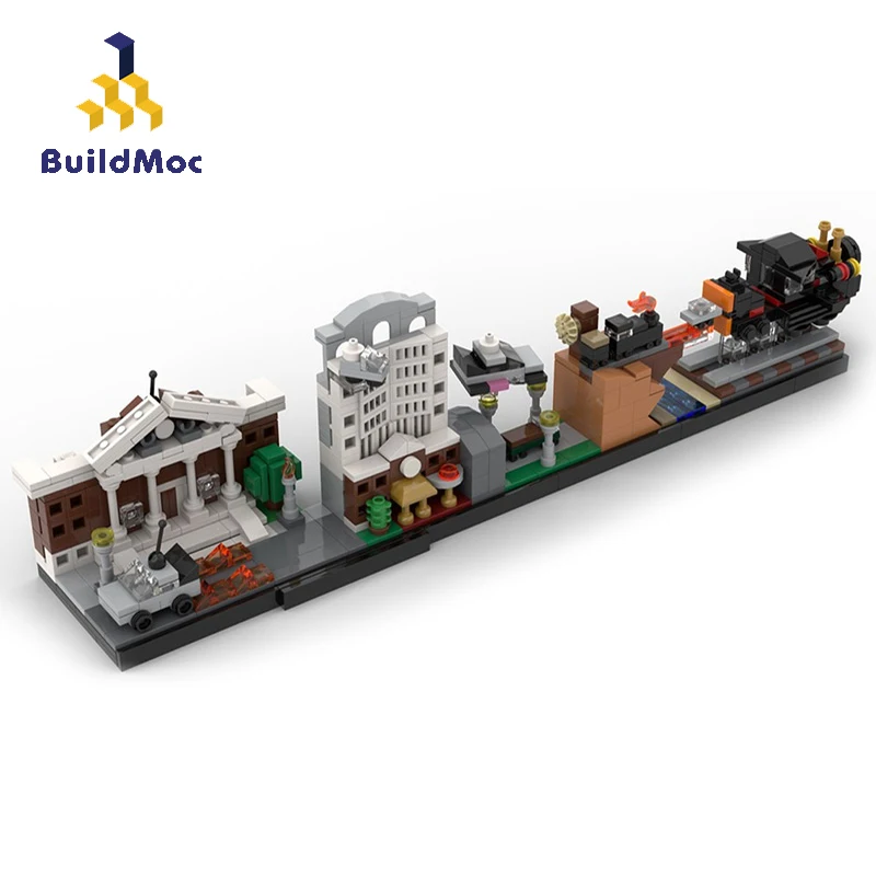 BuildMoc City Buildings Back to Future Castle House MOC Movie Skyline Architecture Building Blocks кирпичики город игрушки